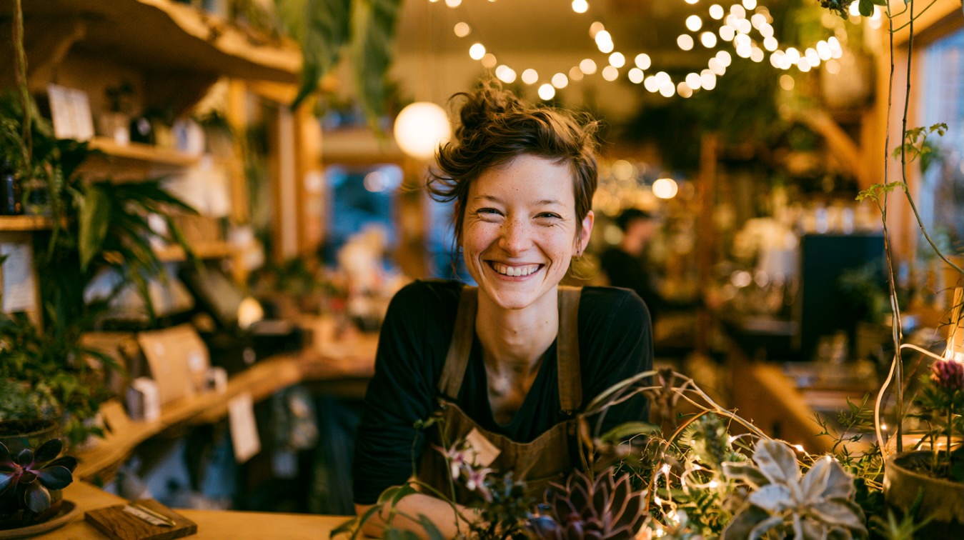 A self-employed business owner working in their shop